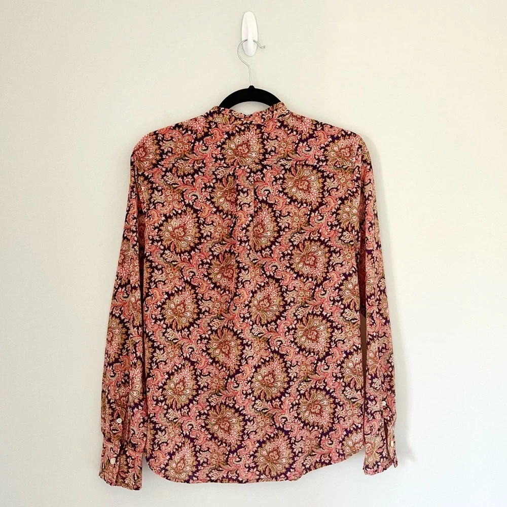 J. Crew Paisley Ruffle Button Down Blouse